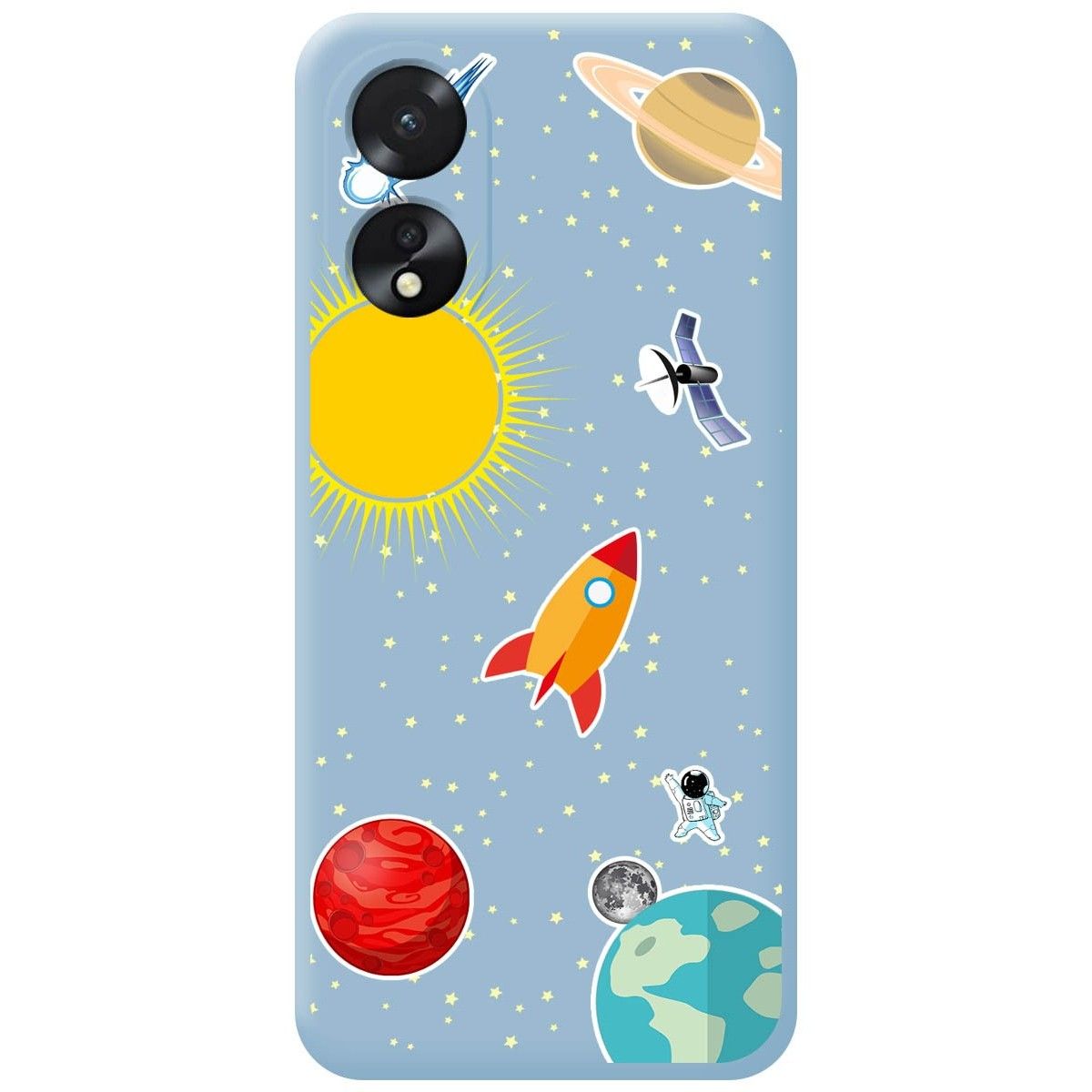 Funda Silicona Líquida Azul para Oppo A38 4G diseño Espacio Dibujos