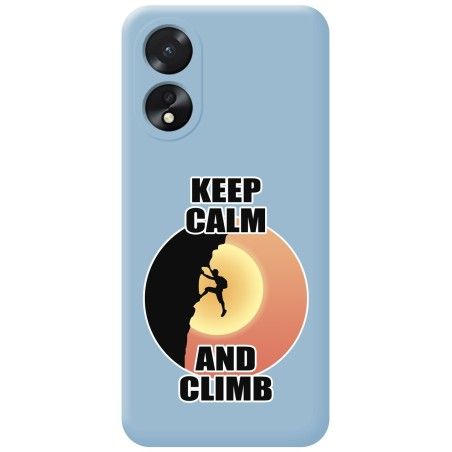 Funda Silicona Líquida Azul para Oppo A38 4G diseño Hombre Escalada Dibujos