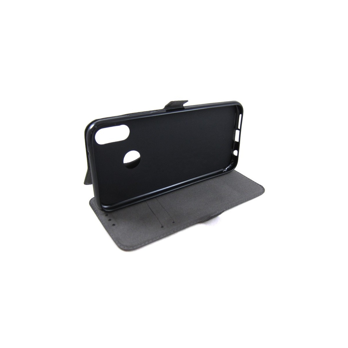 Funda Soporte Piel Negra para Huawei P20 Lite Flip Libro