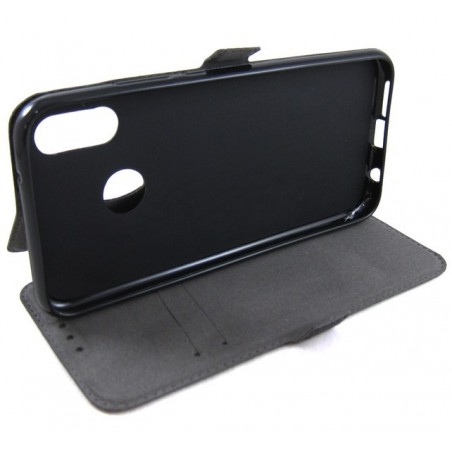 Funda Soporte Piel Negra para Huawei P20 Lite Flip Libro