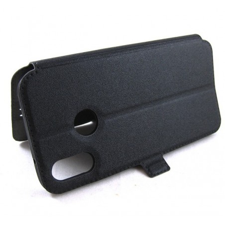 Funda Soporte Piel Negra para Huawei P20 Lite Flip Libro