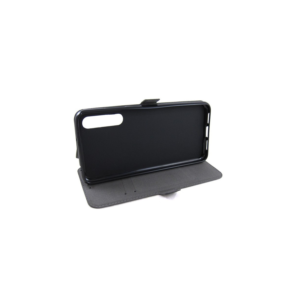 Funda Soporte Piel Negra para Huawei P20 Pro Flip Libro