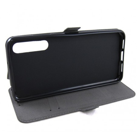 Funda Soporte Piel Negra para Huawei P20 Pro Flip Libro