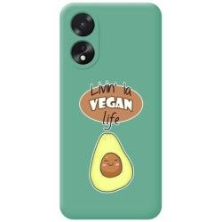 Funda Silicona Líquida Verde para Oppo A38 4G diseño Vegan Life Dibujos