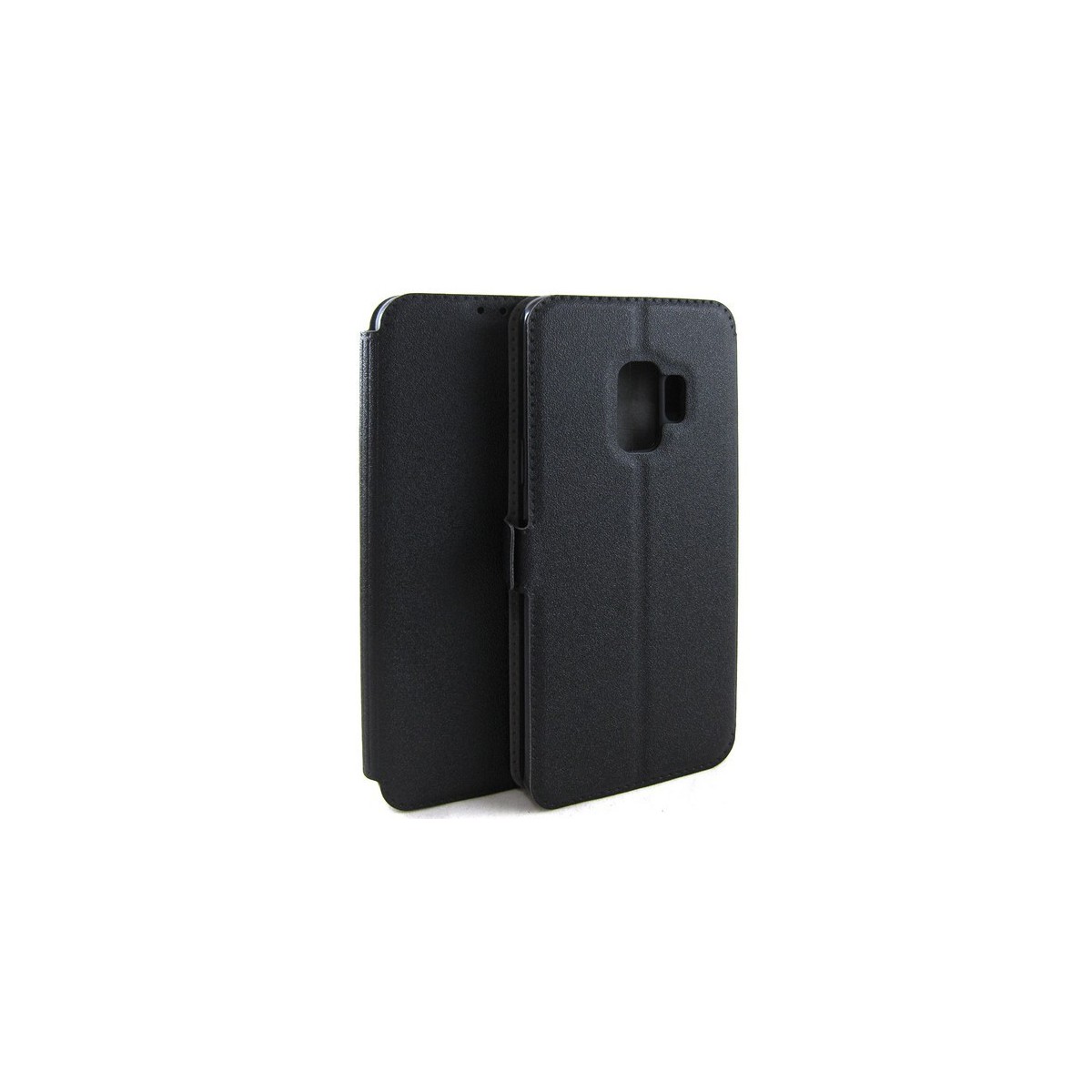 Funda Soporte Piel Negra para Samsung Galaxy S9 Flip Libro