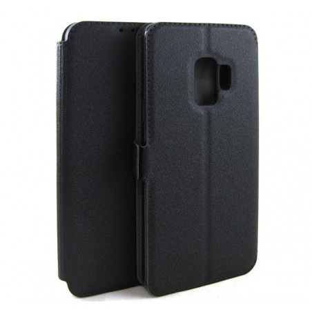 Funda Soporte Piel Negra para Samsung Galaxy S9 Flip Libro