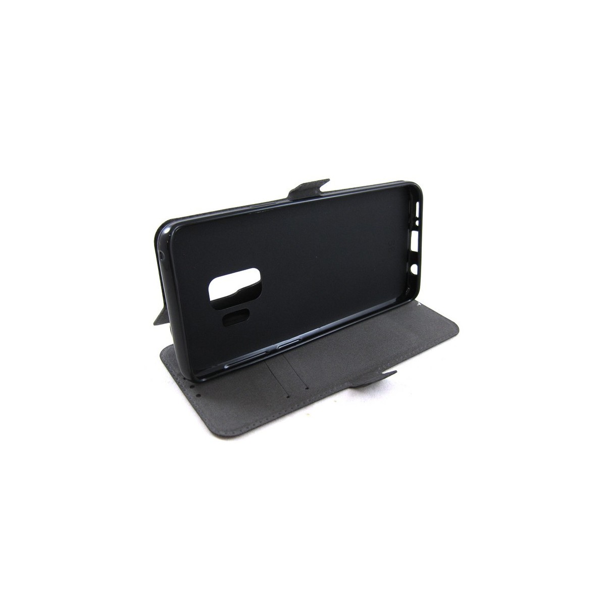 Funda Soporte Piel Negra para Samsung Galaxy S9 Flip Libro