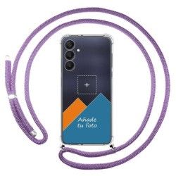 Personaliza tu Funda Colgante Transparente para Samsung Galaxy A25 5G con Cordon Morado Dibujo Personalizada