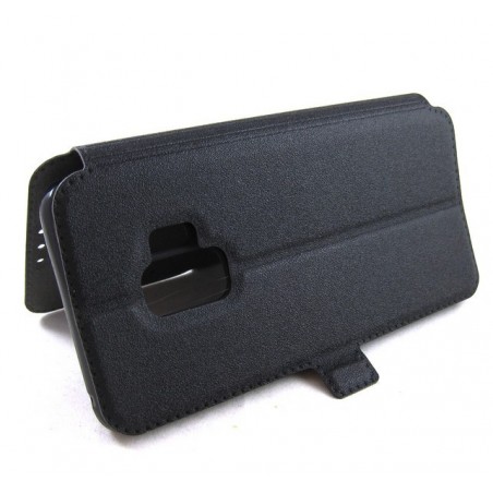 Funda Soporte Piel Negra para Samsung Galaxy S9 Flip Libro
