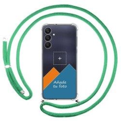 Personaliza tu Funda Colgante Transparente para Samsung Galaxy A25 5G con Cordon Verde Agua Dibujo Personalizada