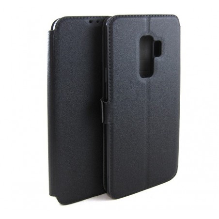 Funda Soporte Piel Negra para Samsung Galaxy S9 Plus Flip Libro