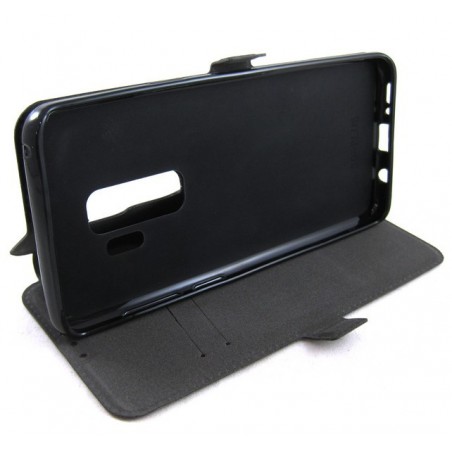 Funda Soporte Piel Negra para Samsung Galaxy S9 Plus Flip Libro