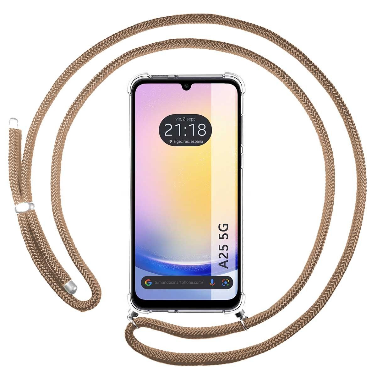 Funda Colgante Transparente para Samsung Galaxy A25 5G con Cordon Camel