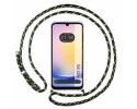 Funda Colgante Transparente para Samsung Galaxy A25 5G con Cordon Verde / Dorado