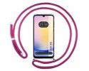Funda Colgante Transparente para Samsung Galaxy A25 5G con Cordon Rosa Fucsia