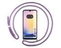 Funda Colgante Transparente para Samsung Galaxy A25 5G con Cordon Morado