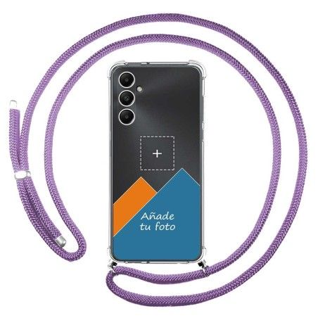Personaliza tu Funda Colgante Transparente para Samsung Galaxy A05s con Cordon Morado Dibujo Personalizada