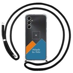 Personaliza tu Funda Colgante Transparente para Samsung Galaxy A05s con Cordon Negro Dibujo Personalizada