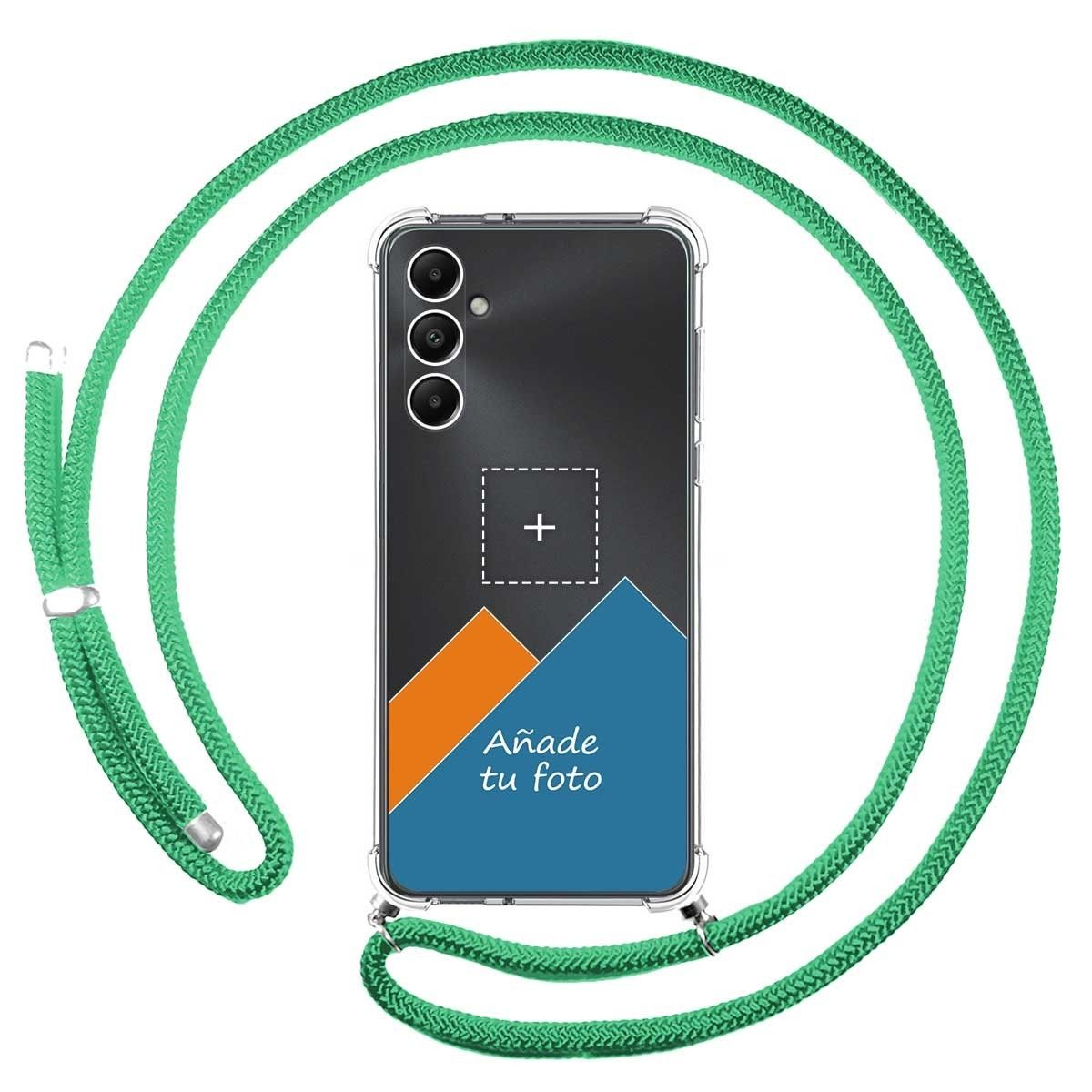 Personaliza tu Funda Colgante Transparente para Samsung Galaxy A05s con Cordon Verde Agua Dibujo Personalizada