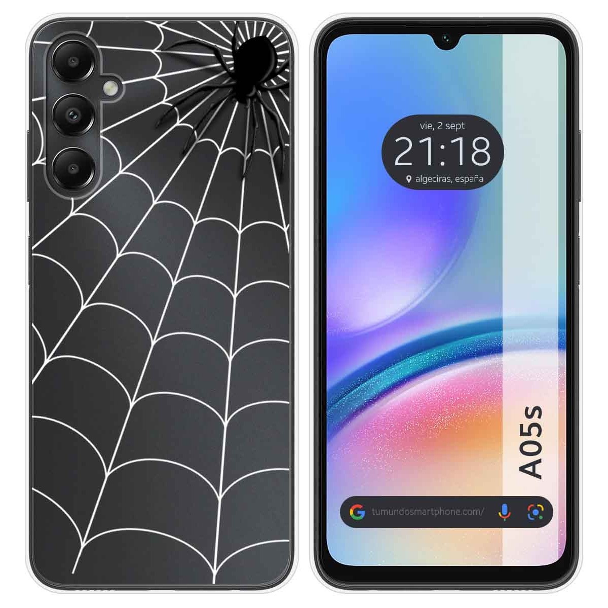 Funda Silicona Transparente para Samsung Galaxy A05s diseño Araña Dibujos