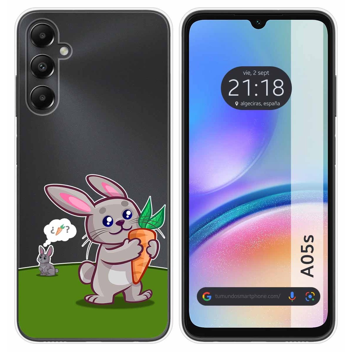 Funda Silicona Transparente para Samsung Galaxy A05s diseño Conejo Dibujos