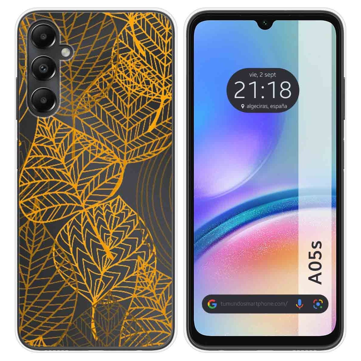 Funda Silicona Transparente para Samsung Galaxy A05s diseño Hojas Dibujos