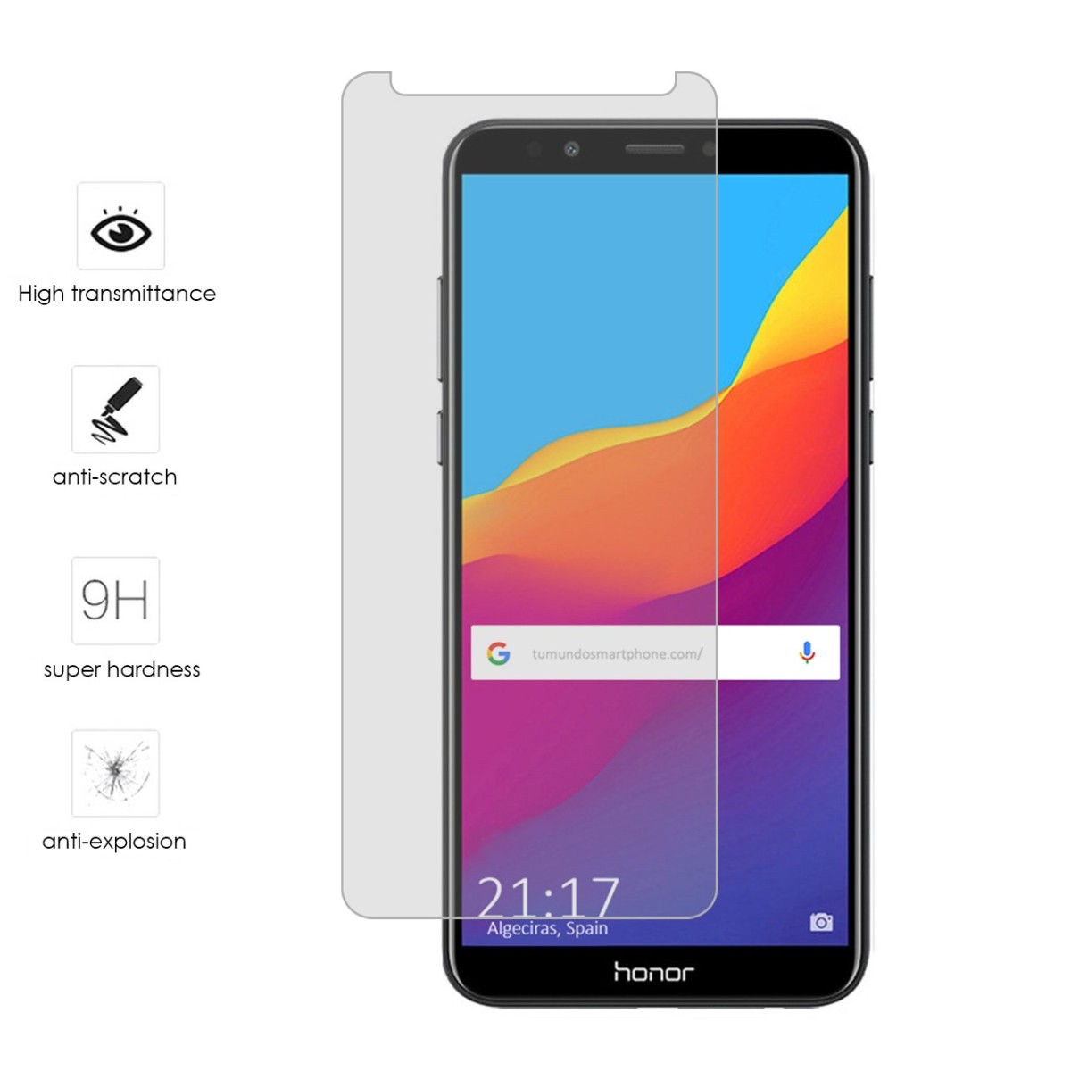 Protector Cristal Templado para Huawei Honor 7C / Y7 2018 Vidrio