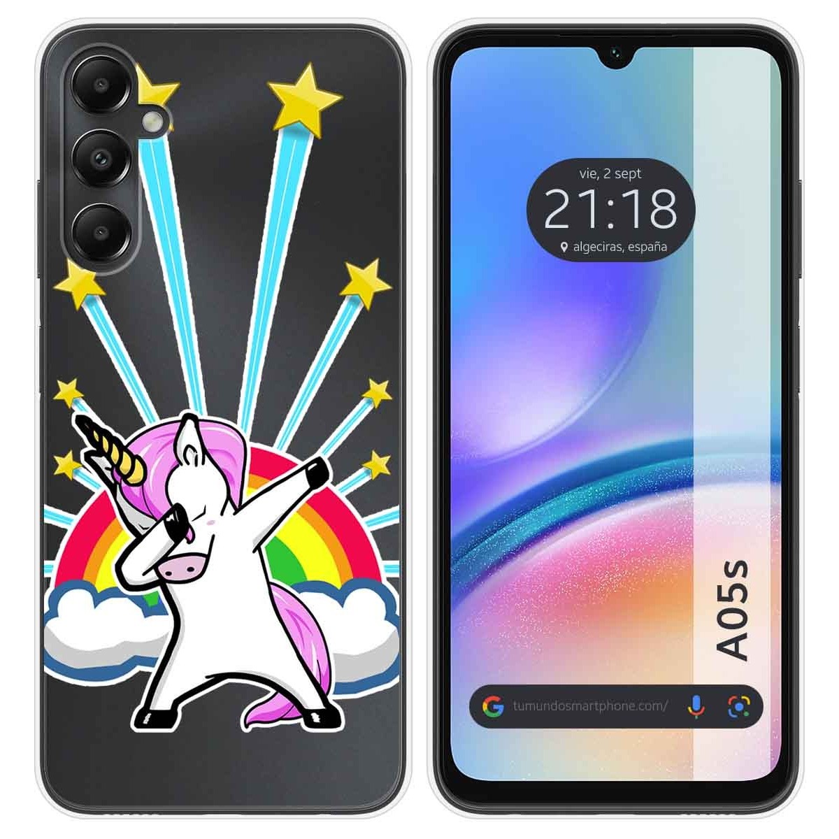 Funda Silicona Transparente para Samsung Galaxy A05s diseño Unicornio Dibujos