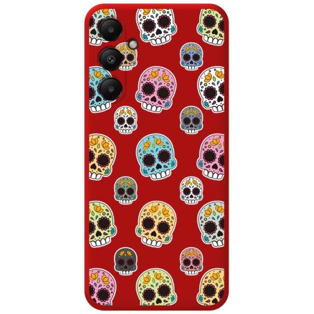Funda Silicona Líquida Roja para Samsung Galaxy A05s diseño Catrina Dibujos