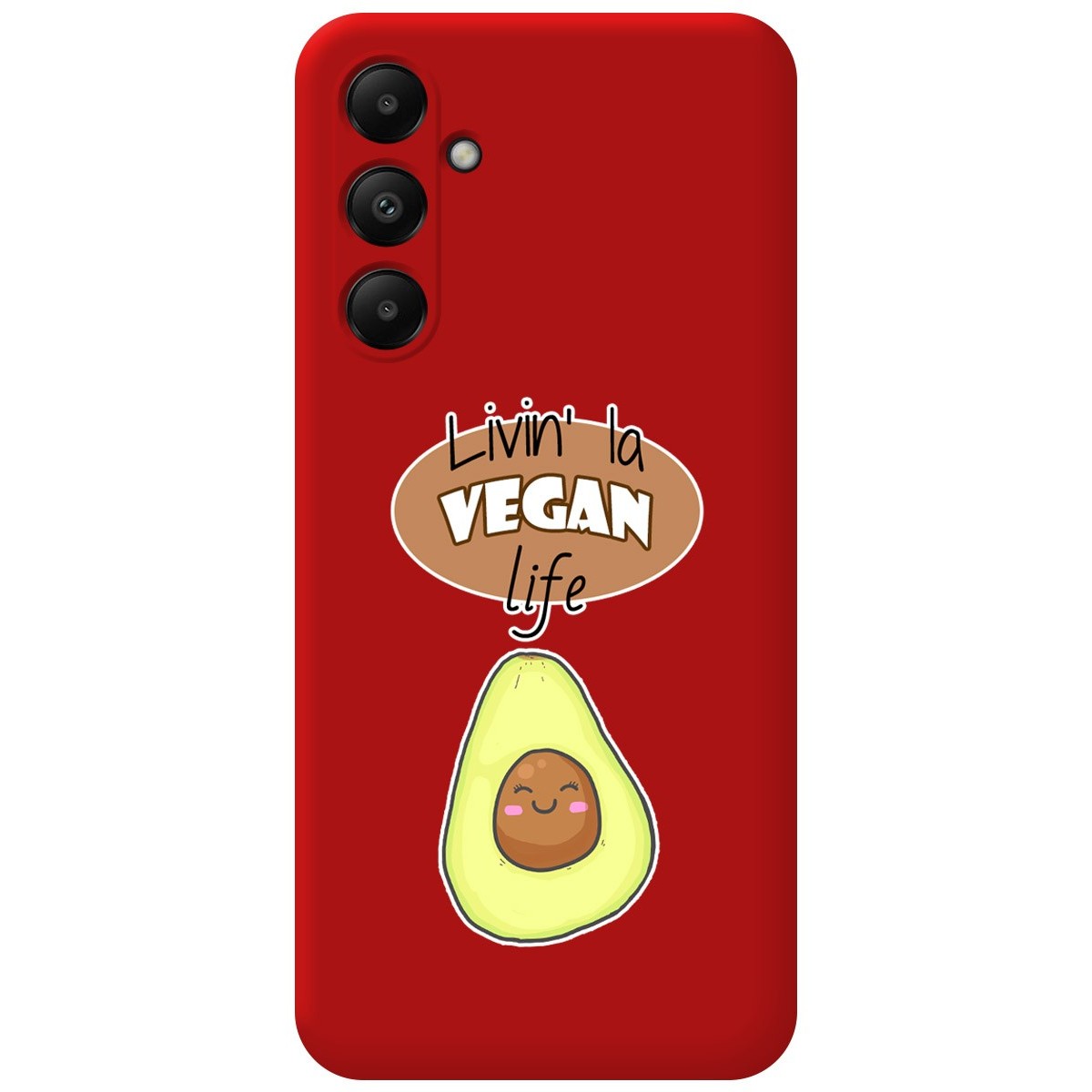 Funda Silicona Líquida Roja para Samsung Galaxy A05s diseño Vegan Life Dibujos