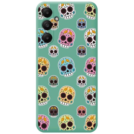 Funda Silicona Líquida Verde para Samsung Galaxy A05s diseño Catrina Dibujos