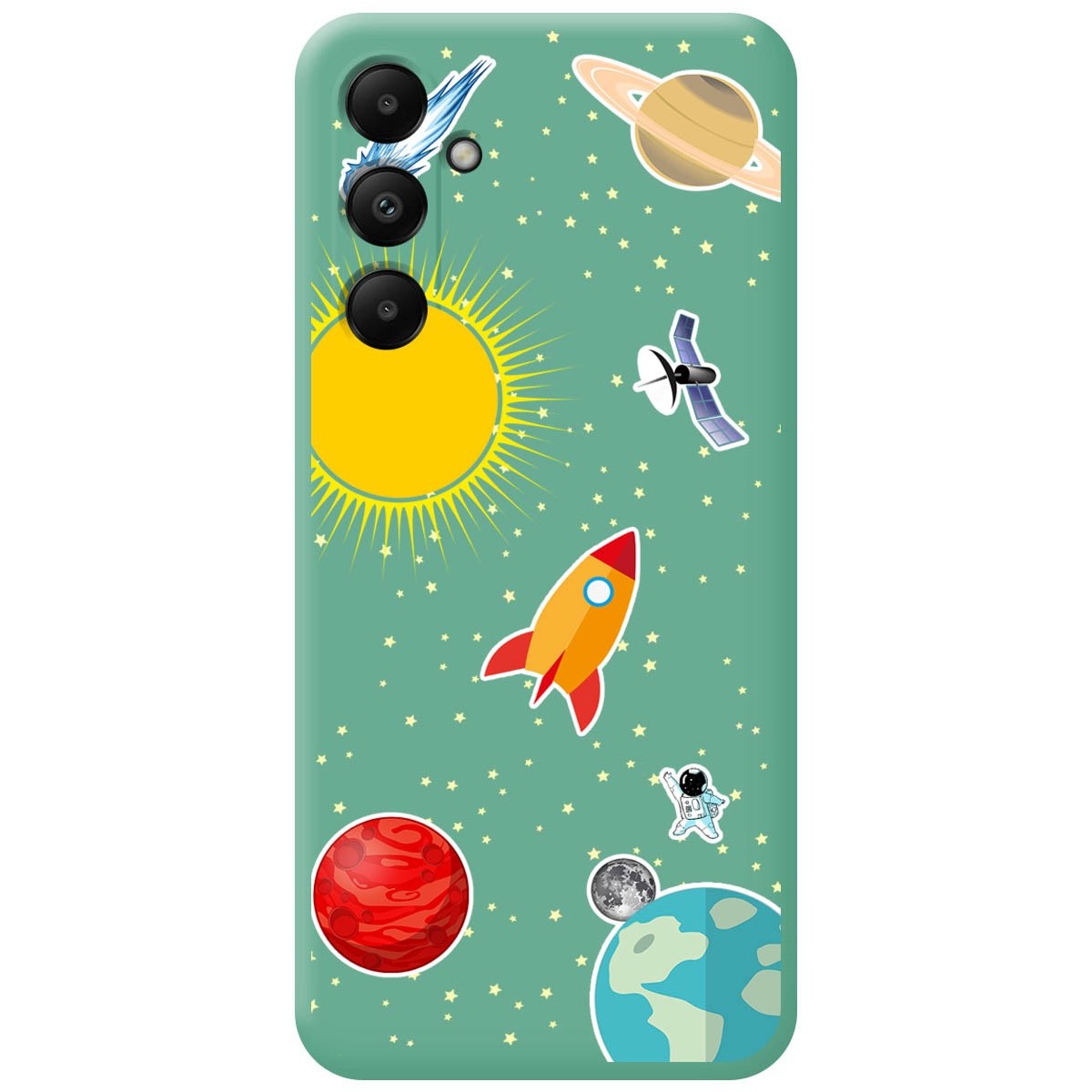 Funda Silicona Líquida Verde para Samsung Galaxy A05s diseño Espacio Dibujos