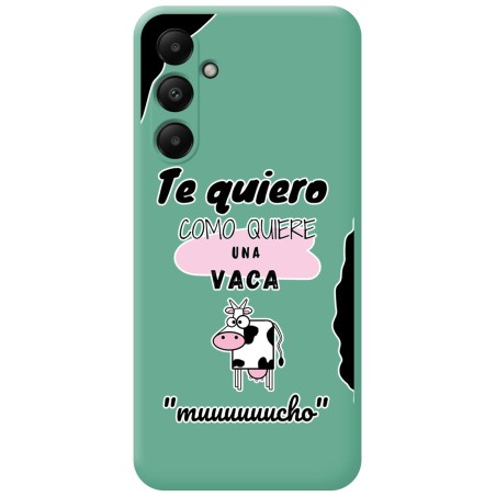 Funda Silicona Líquida Verde para Samsung Galaxy A05s diseño Vaca Dibujos