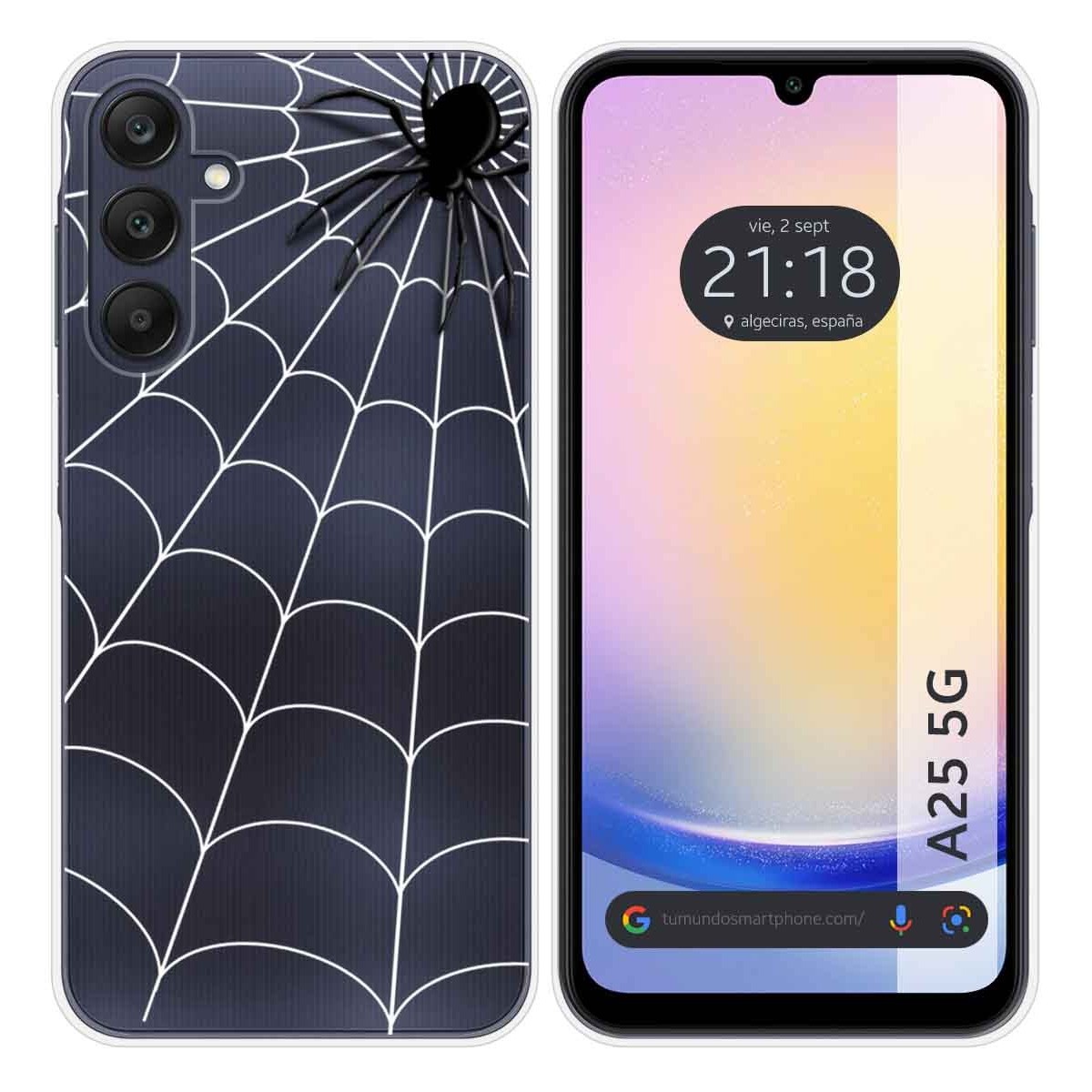Funda Silicona Transparente para Samsung Galaxy A25 5G diseño Araña Dibujos