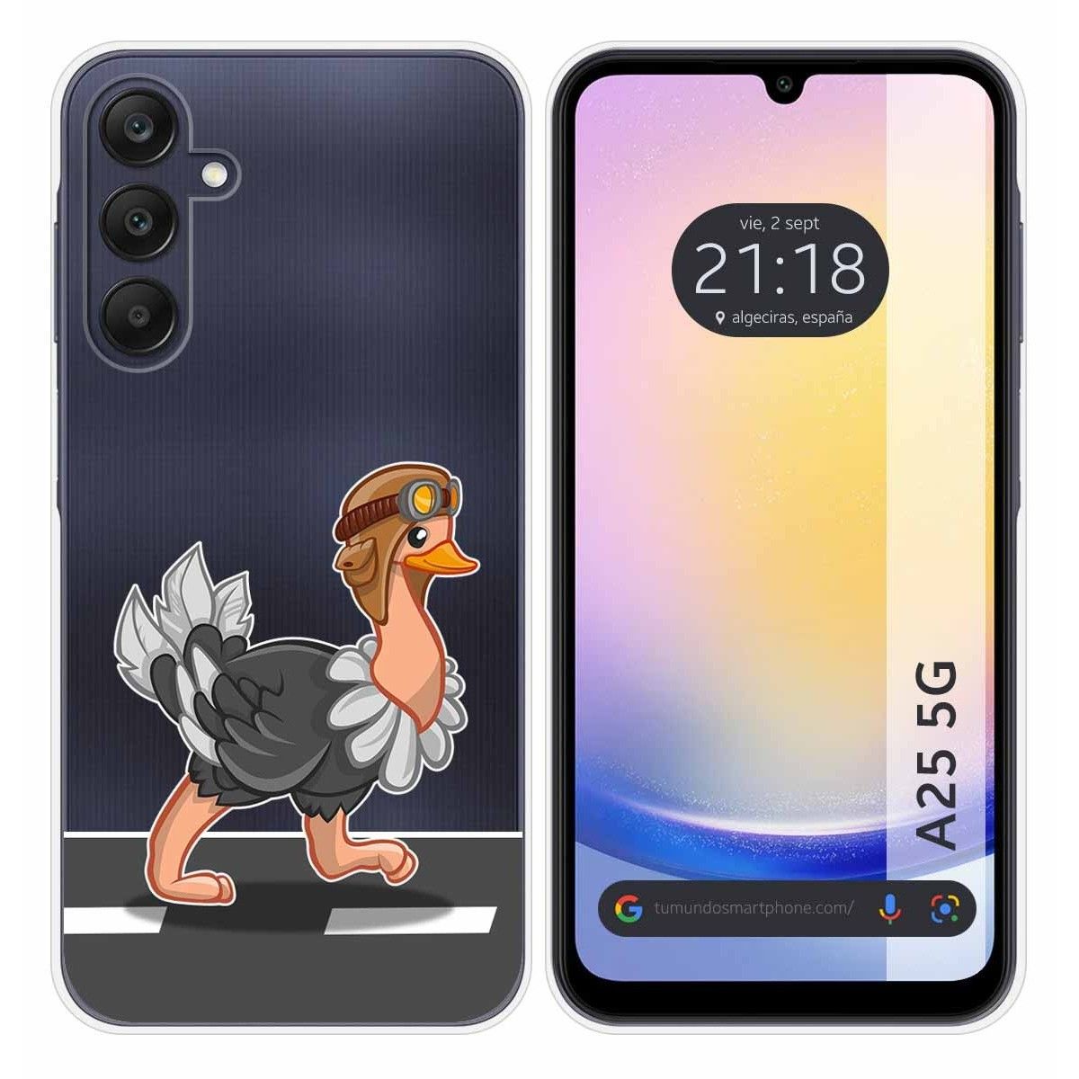 Funda Silicona Transparente para Samsung Galaxy A25 5G diseño Avestruz Dibujos