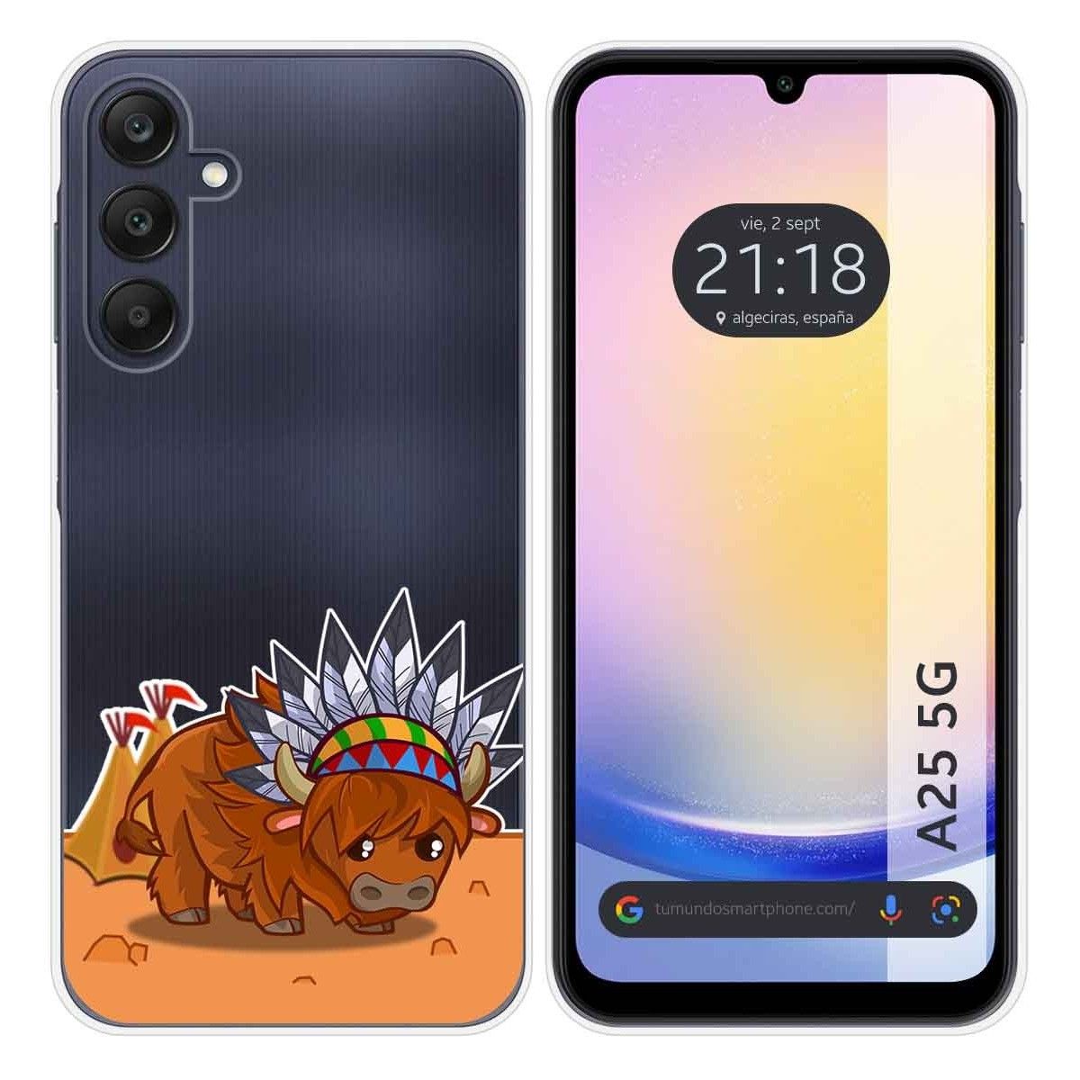 Funda Silicona Transparente para Samsung Galaxy A25 5G diseño Bufalo Dibujos