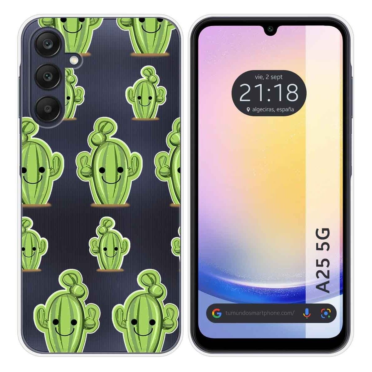 Funda Silicona Transparente para Samsung Galaxy A25 5G diseño Cactus Dibujos