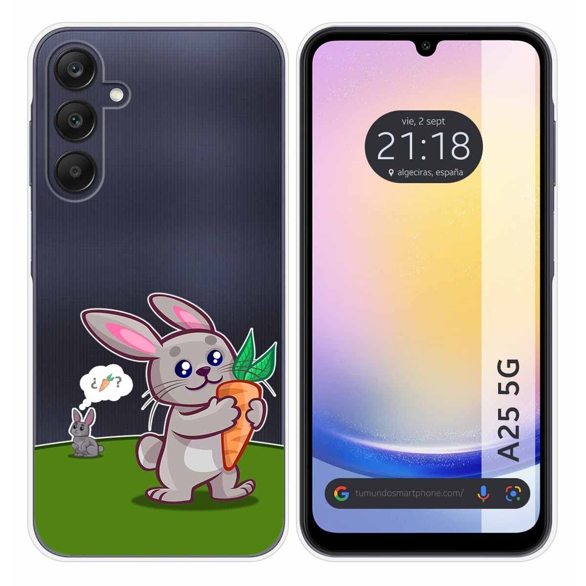Funda Silicona Transparente para Samsung Galaxy A25 5G diseño Conejo Dibujos
