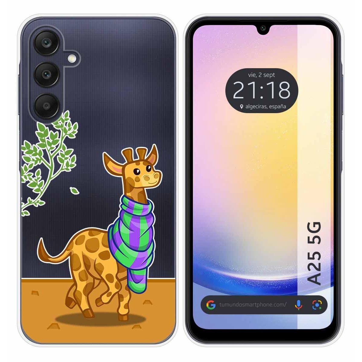 Funda Silicona Transparente para Samsung Galaxy A25 5G diseño Jirafa Dibujos