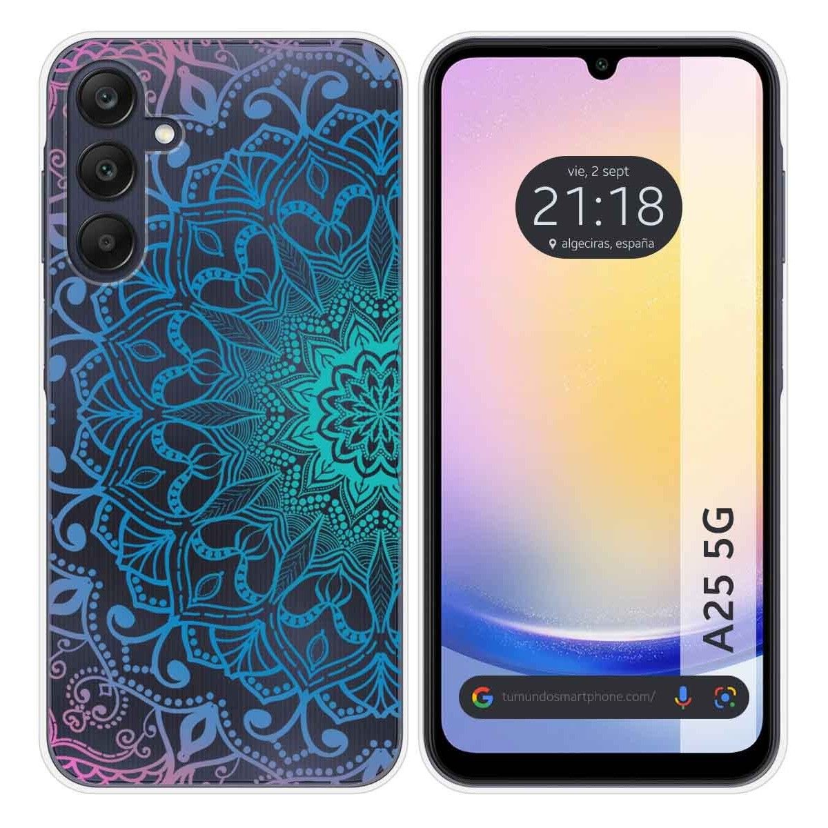 Funda Silicona Transparente para Samsung Galaxy A25 5G diseño Mandala Dibujos