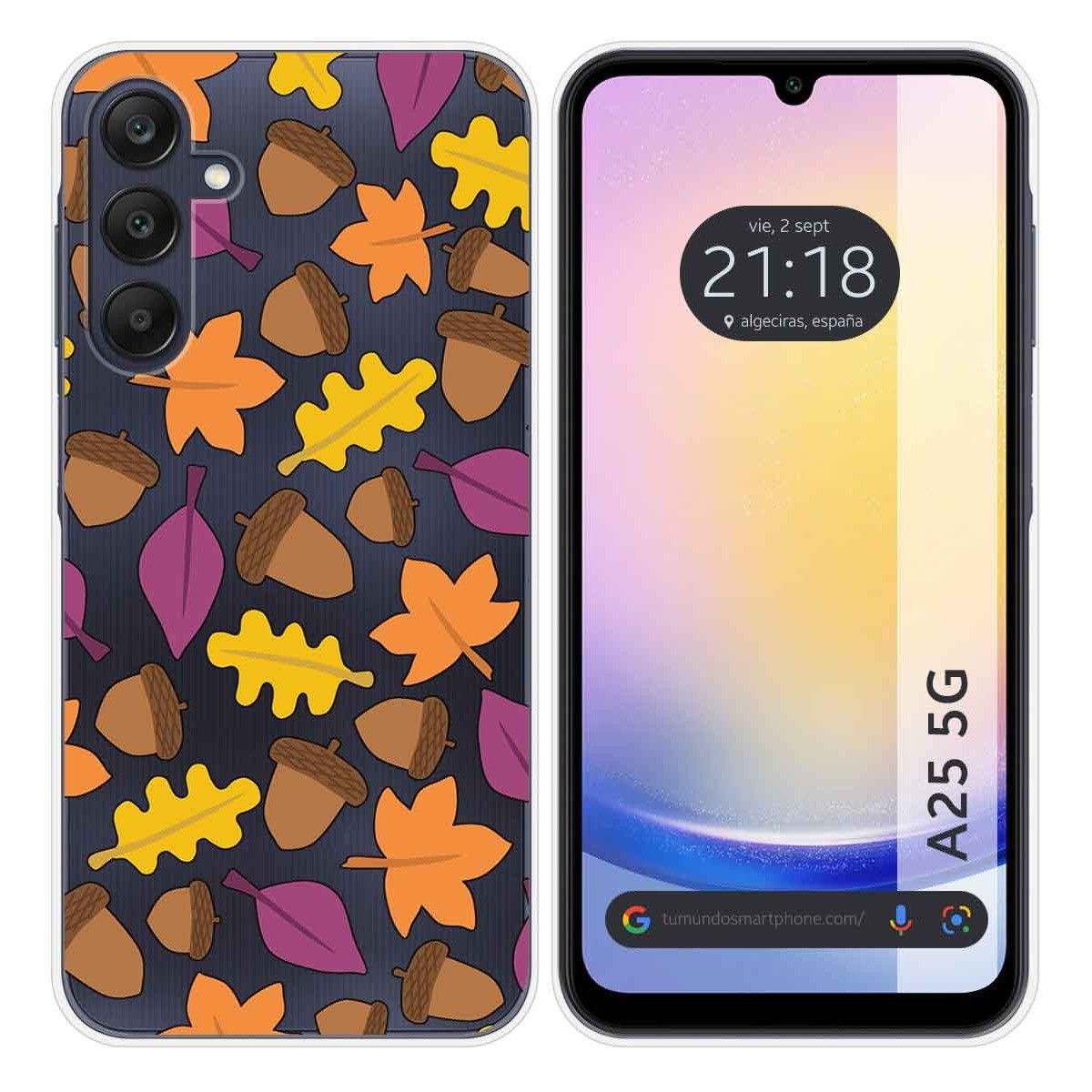 Funda Silicona Transparente para Samsung Galaxy A25 5G diseño Otoño Dibujos