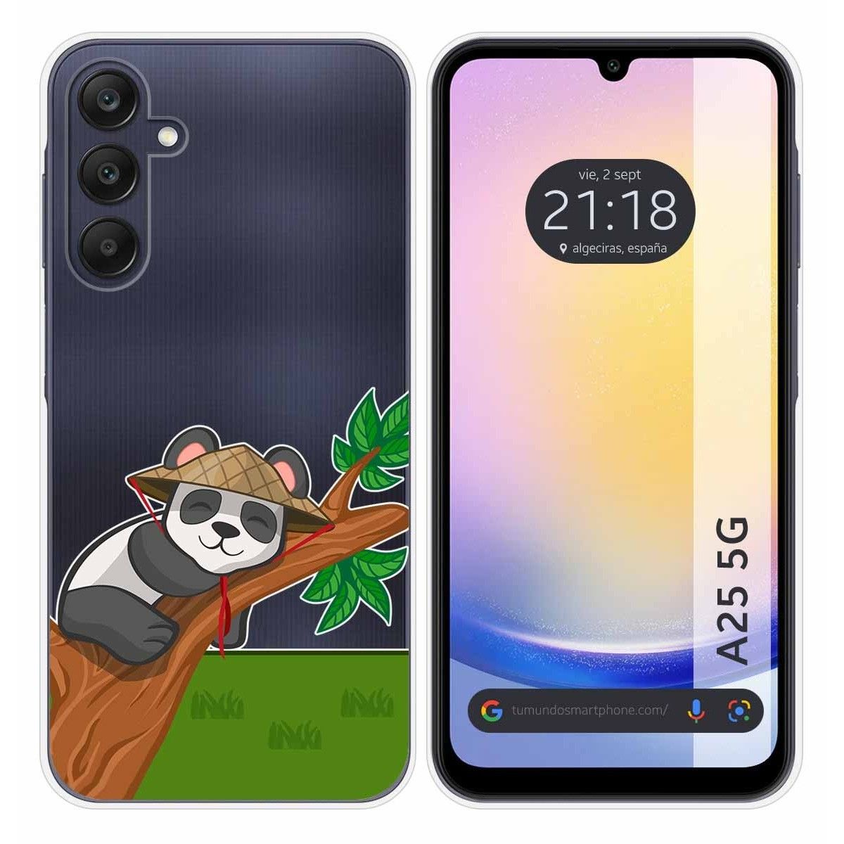 Funda Silicona Transparente para Samsung Galaxy A25 5G diseño Panda Dibujos