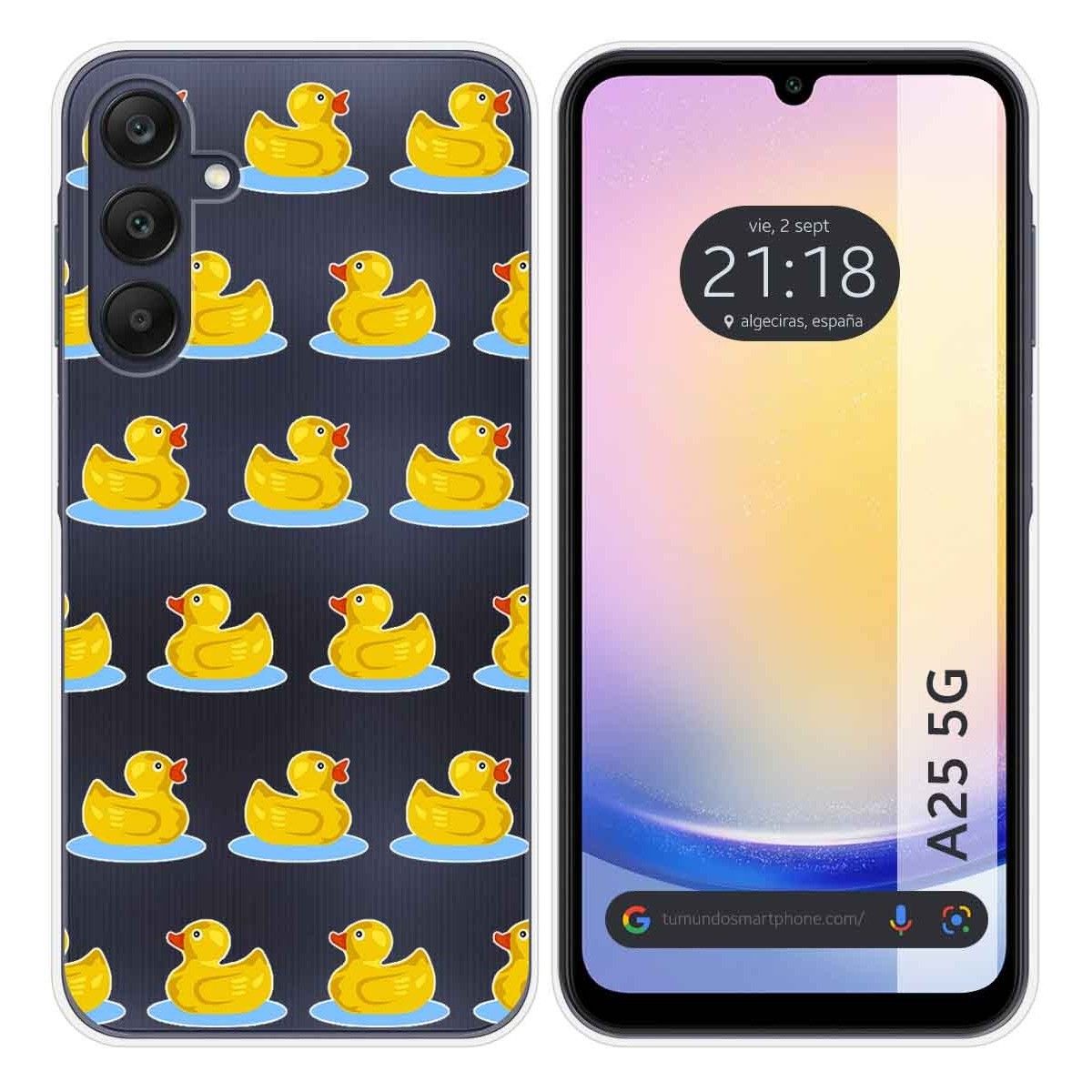 Funda Silicona Transparente para Samsung Galaxy A25 5G diseño Pato Dibujos