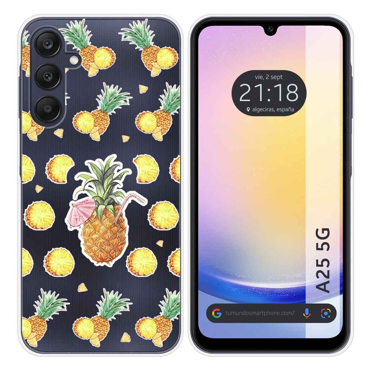Funda Silicona Transparente para Samsung Galaxy A25 5G diseño Piña Dibujos