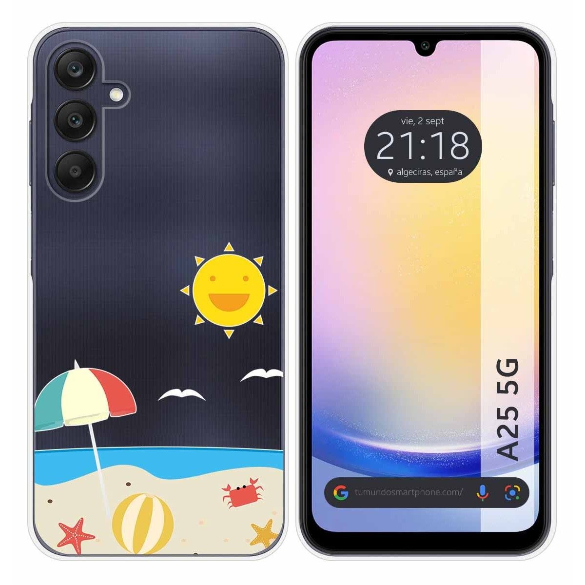 Funda Silicona Transparente para Samsung Galaxy A25 5G diseño Playa Dibujos