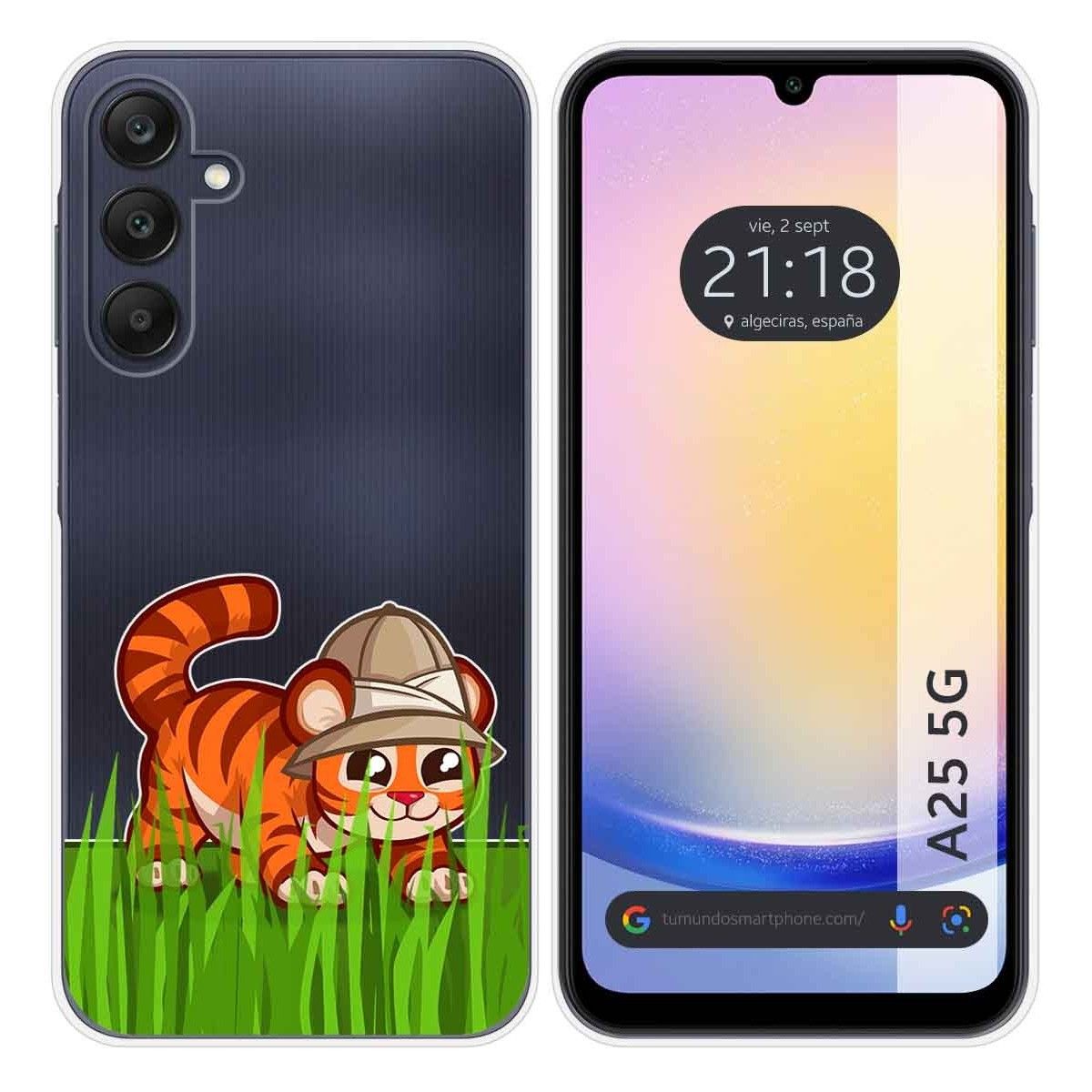 Funda Silicona Transparente para Samsung Galaxy A25 5G diseño Tigre Dibujos