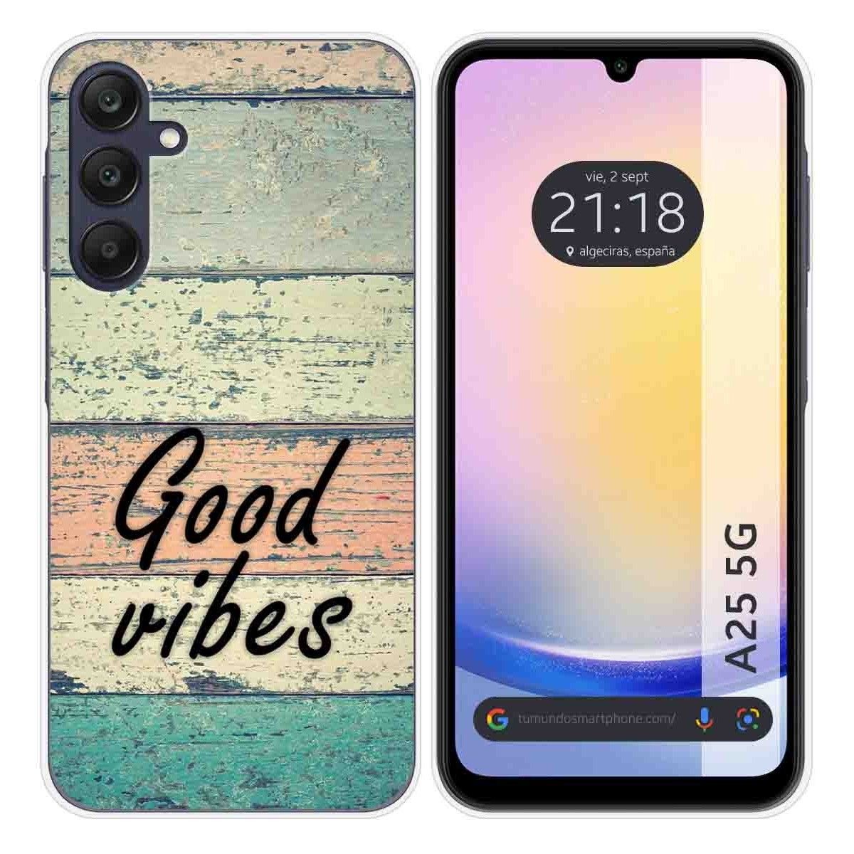 Funda Silicona para Samsung Galaxy A25 5G diseño Madera 01 Dibujos