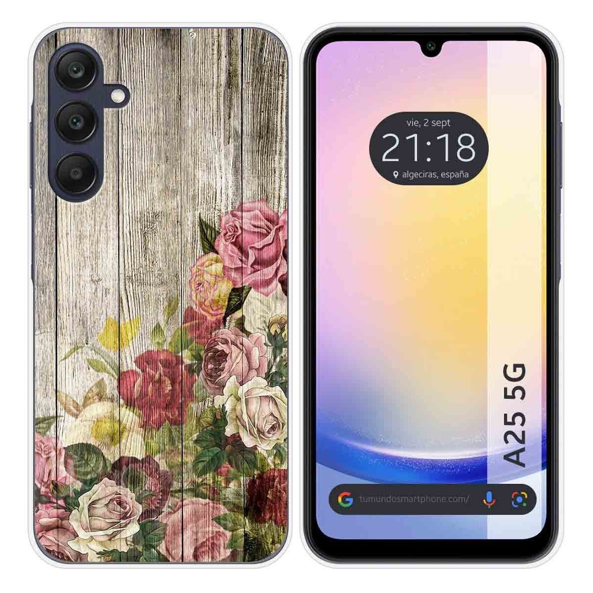 Funda Silicona para Samsung Galaxy A25 5G diseño Madera 08 Dibujos