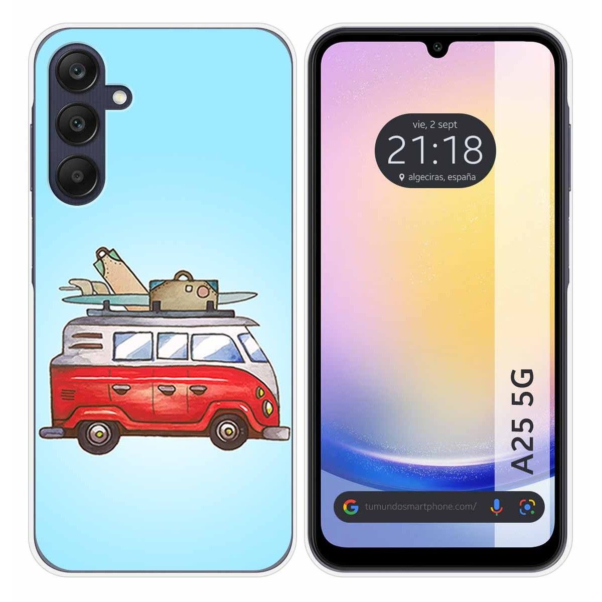 Funda Silicona para Samsung Galaxy A25 5G diseño Furgoneta Dibujos