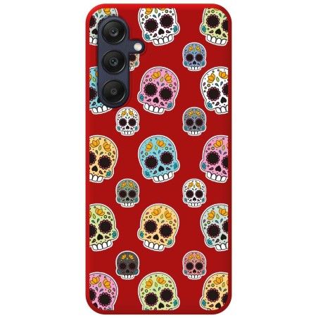 Funda Silicona Líquida Roja para Samsung Galaxy A25 5G diseño Catrina Dibujos